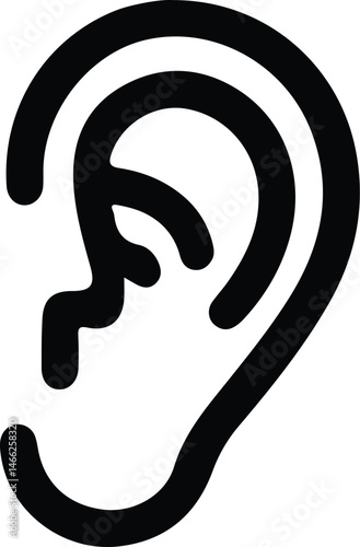 A clean, graphic illustration of a human ear.