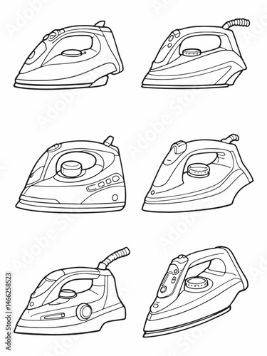 Smart Iron with App line art minimal sketch.eps