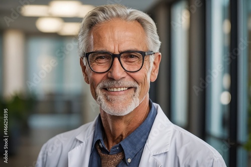 A gracefully aging ophthalmologist, the essence of expertise shines through his glasses