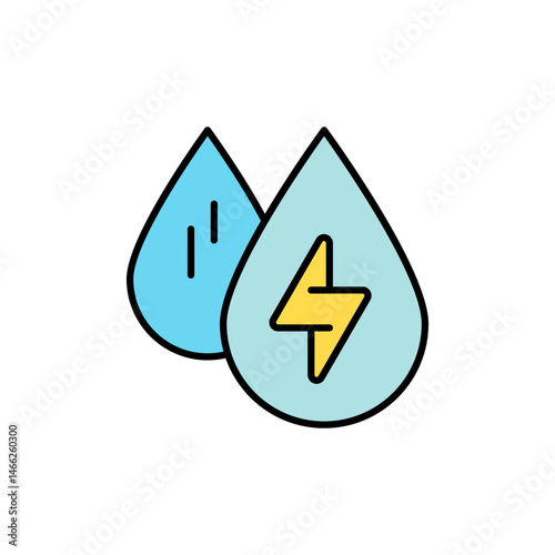 
Hydroelectric Drop Icon - Water Energy Symbol.