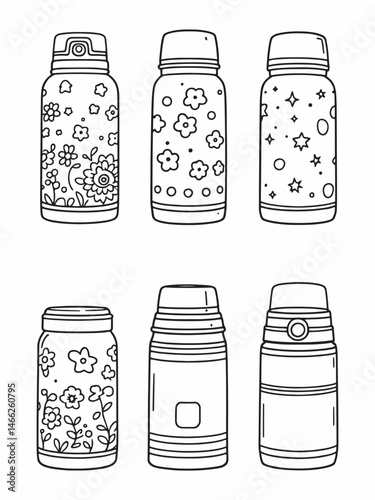 Smart Thermos Flask line art detailed illustration.eps