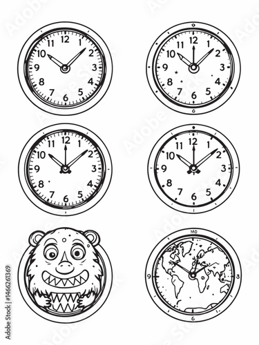 Smart Wall Clock Line Art Design on White.eps
