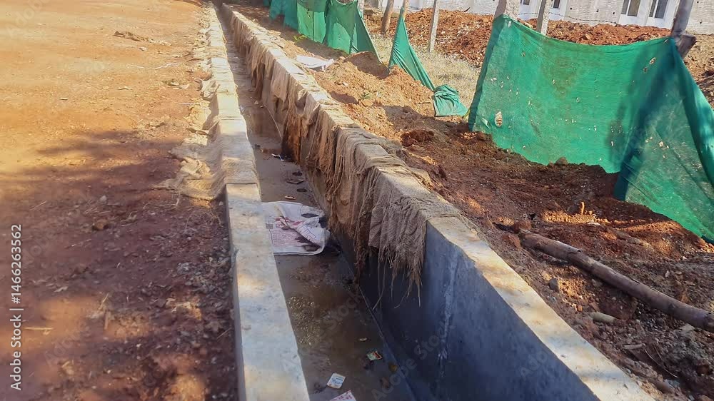 custom made wallpaper toronto digitalA video of a sewage, drain, gutter,gully,ditch or drainage canal under curing at roadside