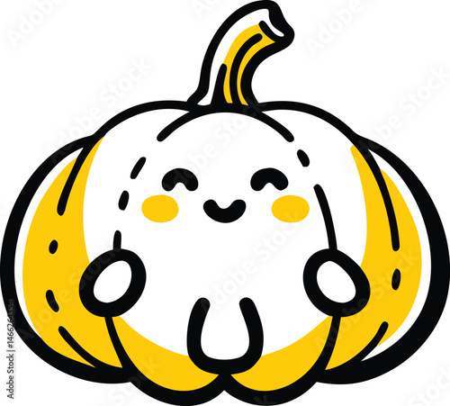 This is a cute vector cartoon illustration of an orange halloween pumpkin, a sweet fruit design