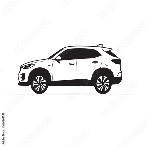 A vector illustration depicts a classic luxury automobile, an isolated design showcasing its style and speed on the road