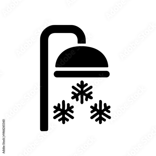 Solid cold shower icon with snowflakes for immunity boost