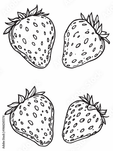 strawberry line art simple fresh fruit illustration.eps