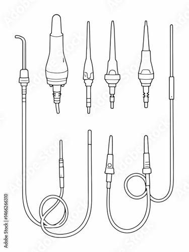 Suction catheter line art clean professional medical icon.eps
