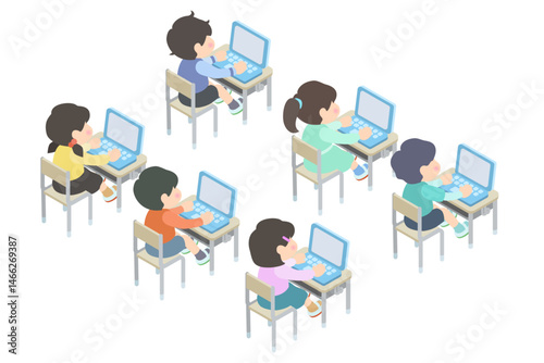 タブレットを使っている子供たち