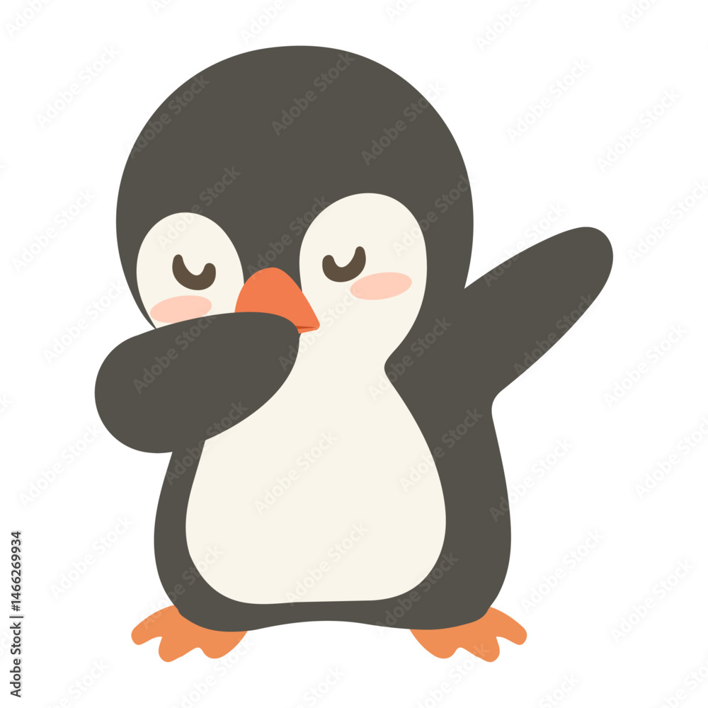 Obraz premium Dabbing Penguin cartoon animal flat