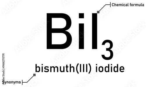 Bismuth(III) iodide chemical formula and synonyms with callout titles