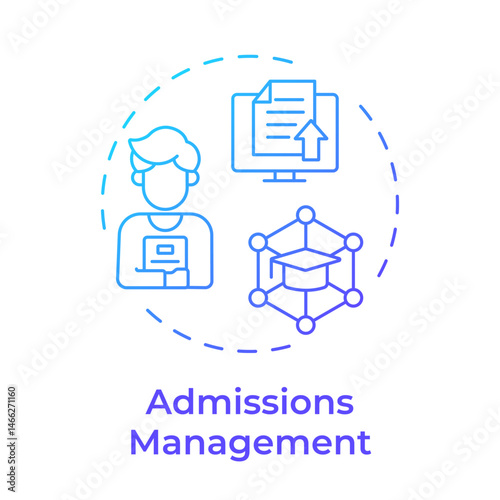 Admissions management blue gradient concept icon. Documentation organization, database. Round shape line illustration. Abstract idea. Graphic design. Easy to use in article, infographic