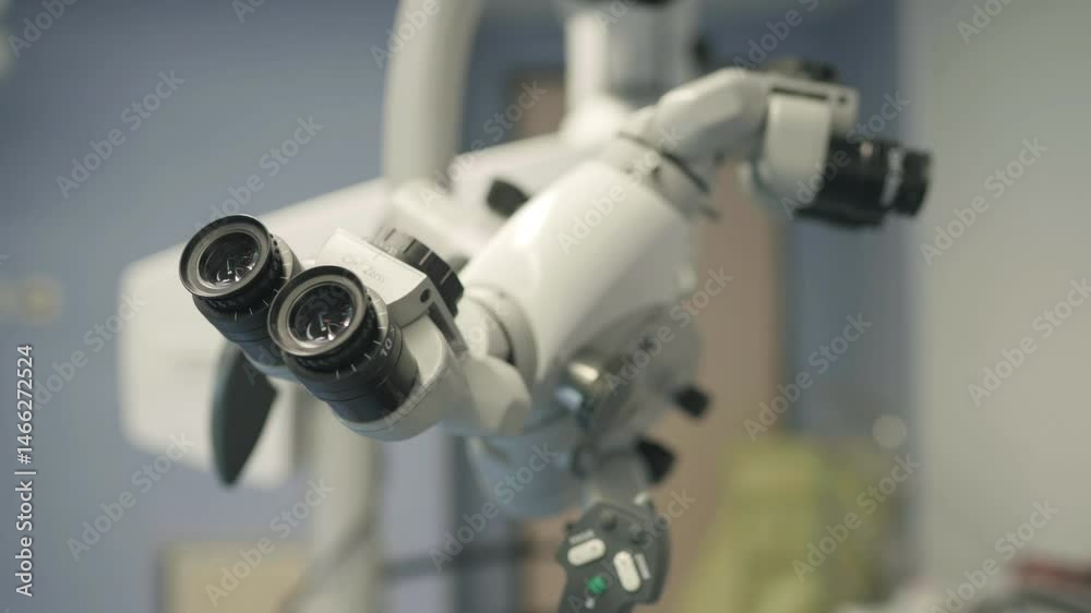 Closeup view of eye pieces of surgical microscope at operation theatre in a hospital of Pakistan. Closeup view of eye pieces of surgical microscope at operation theatre in a hospital of Pakistan.