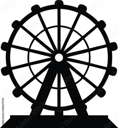 Ferris wheel silhouette vector, Carnival ferris wheel icon vector