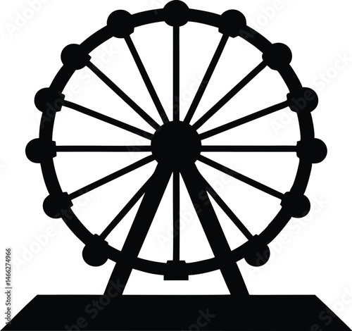 Ferris wheel silhouette vector, Carnival ferris wheel icon vector