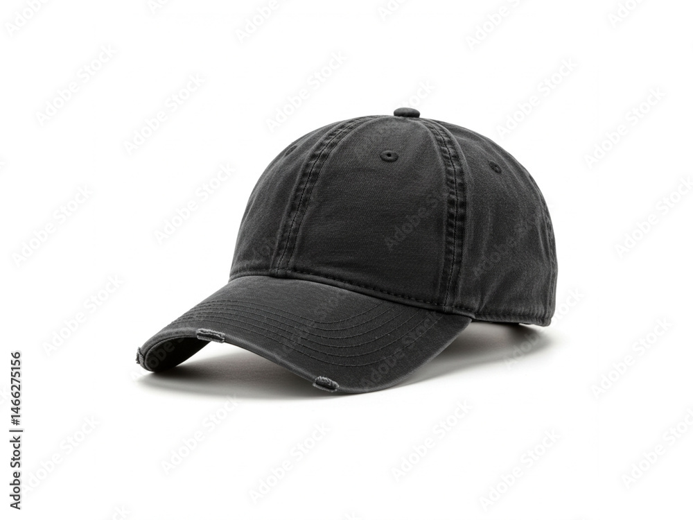 Obraz premium Black baseball hat isolated on white background.