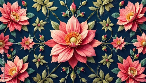 Intricate floral motif, elegant repeating design for luxury homes, flower, decorative