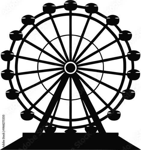 Ferris wheel silhouette vector, Carnival ferris wheel icon vector