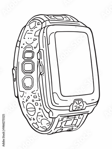 Wearable Translator line art drawing showing portable speech tool.eps