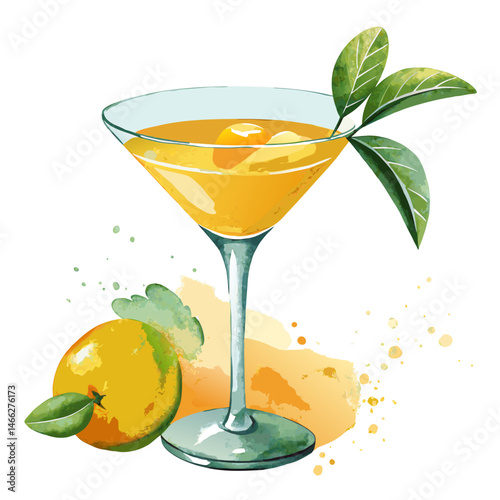 Mango juice in martini glass