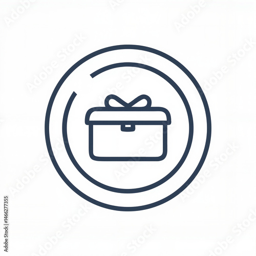 Gift box coin icon – reward bonus outline in minimal style

