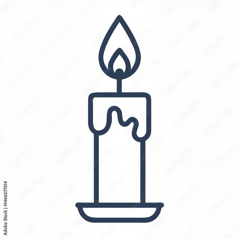 Minimal candle icon – line art of burning candle with wax drips, romantic or spiritual symbol Minimal candle icon – line art of burning candle with wax drips, romantic or spiritual symbol