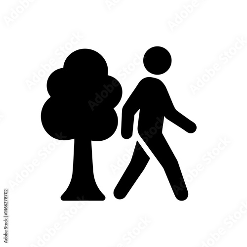 Solid walking in nature icon for outdoor habit