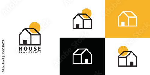 A simple minimalist house vector logo featuring clean lines and geometric shapes.