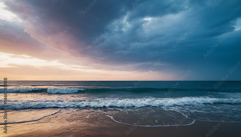 Obraz premium Powerful dramatic storm cell over ocean beach