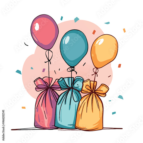 A cute of Goodie bags birthday party vector illustration