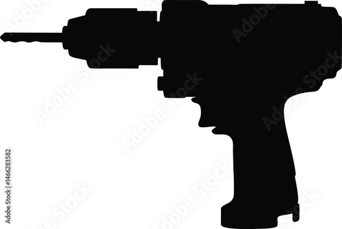 Drill icon, Electric drill machine silhouette vector, Drill black silhouette