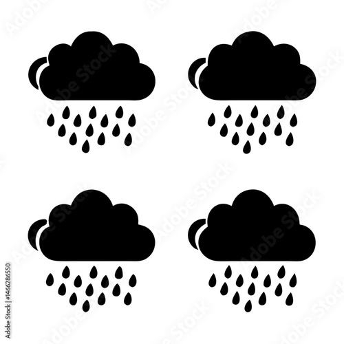 different type creative more details rain cloud icon silhouette vector