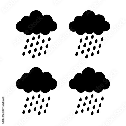 different type creative more details rain cloud icon silhouette vector