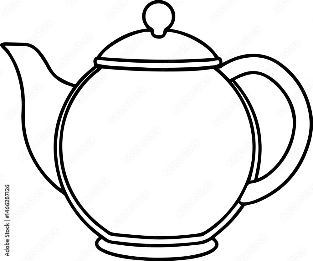 Obraz premium tea pot outline vector illustration, line art