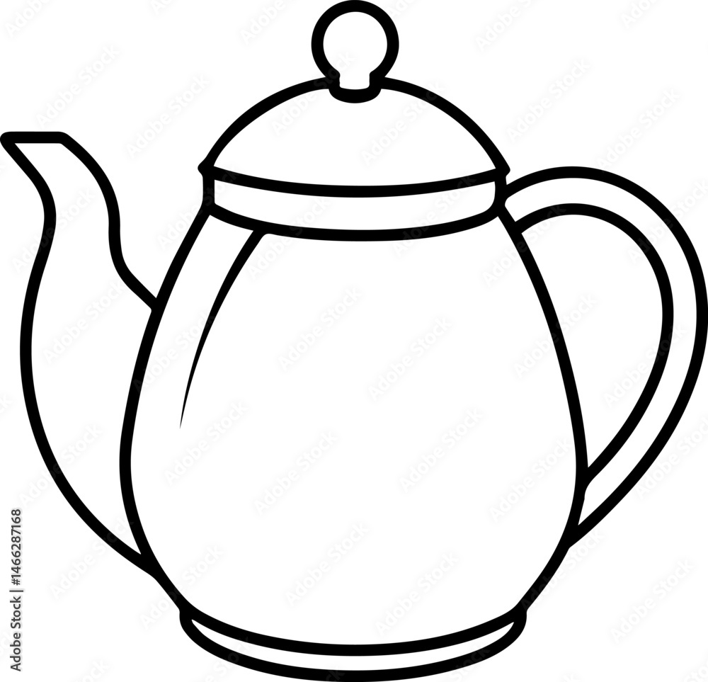 Fototapeta premium tea pot outline vector illustration, line art