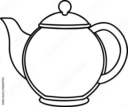 tea pot outline vector illustration, line art
