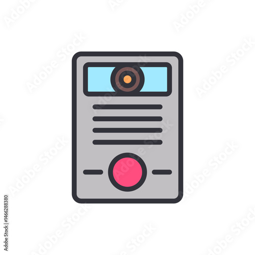 Illustration of a minimalist doorbell or intercom system on black surface