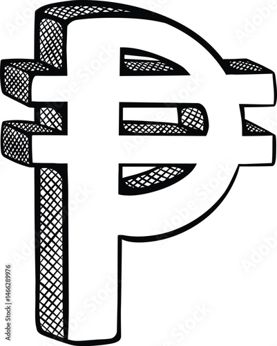 Philippine Peso Currency Symbol – 3D Comic Halftone Vector Illustration