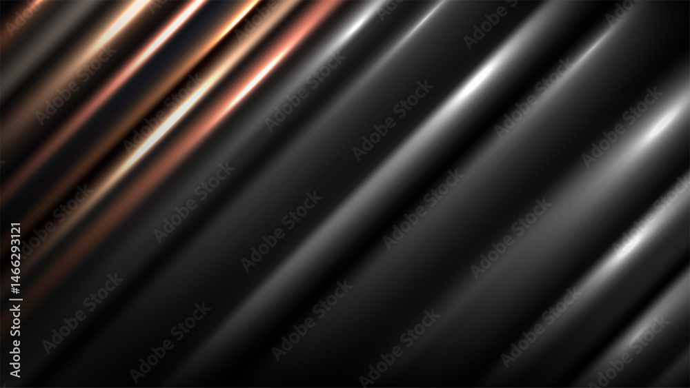 Fototapeta premium dark metallic texture black background with gold and white diagonal light streaks luxury abstract modern elegant shiny surface