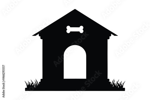 Dog house silhouette vector, dog house icon
