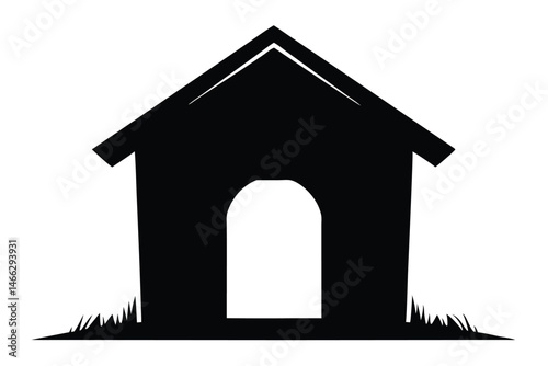 Dog house silhouette vector, dog house icon