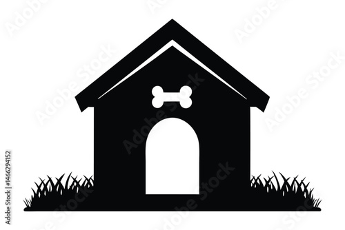 Dog house silhouette vector, dog house icon