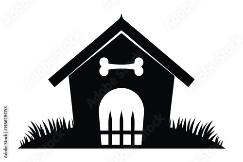 Dog house silhouette vector, dog house icon