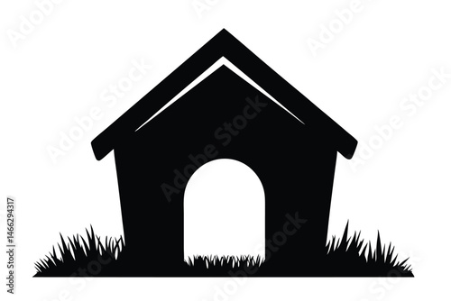 Dog house silhouette vector, dog house icon