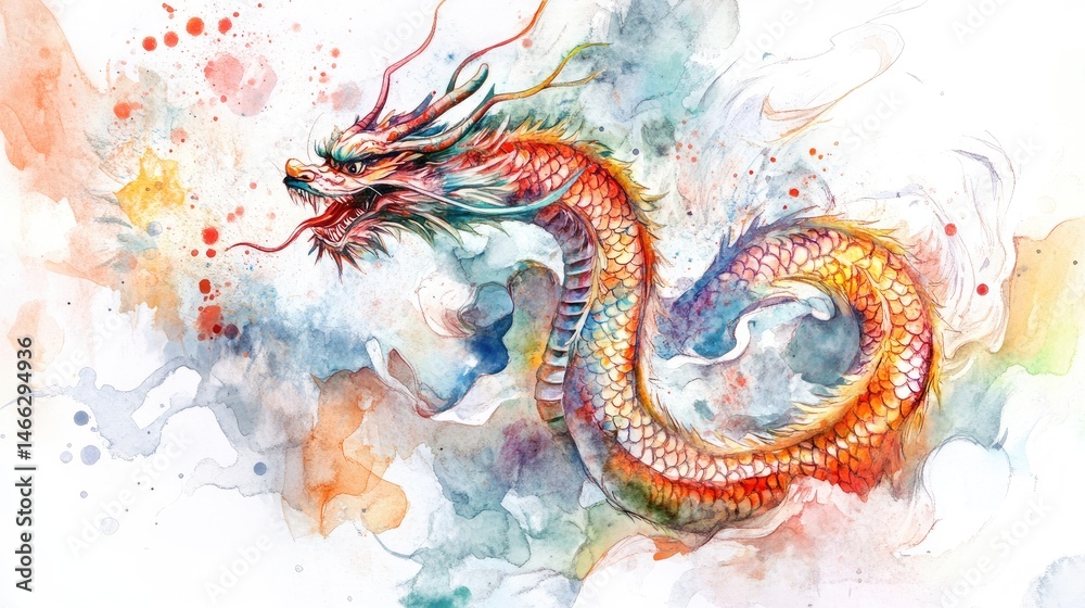 Obraz premium chinese dragon on a wall