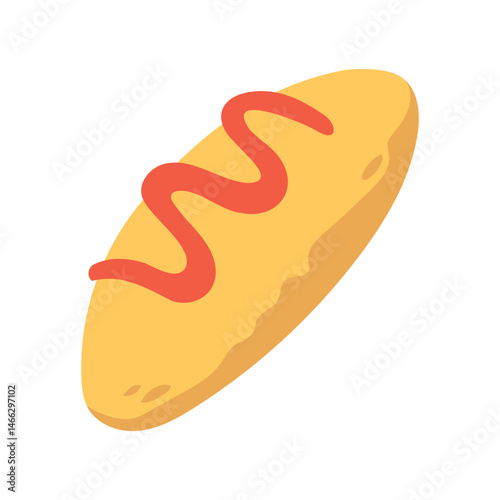  omelet with sauce illustration isolated on white