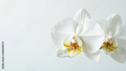 Close-up of pristine white orchid against pure white backdrop, beauty, unblemished, orchid