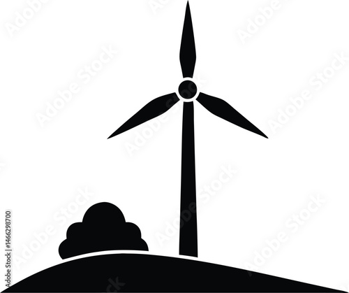 wind turbine or windmill silhouette vector