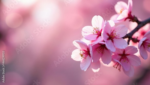 Delicate pink sakura blossoms in full bloom, intricate branches , flower pattern, sakura branch, illustration