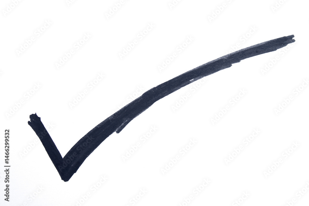 Fototapeta premium Hand drawn black marker check mark on transparent background